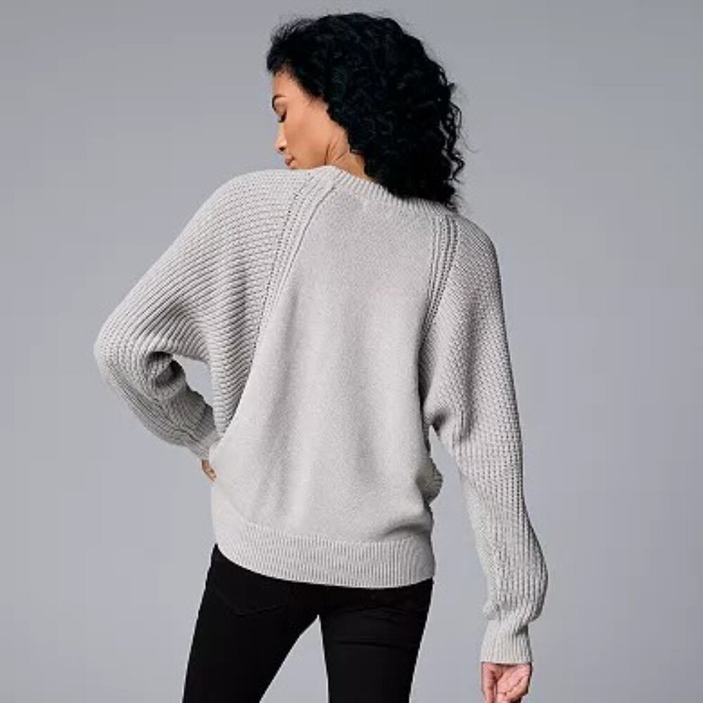 Simply Vera Vera Wang Braided Cable Dolman Sweater - Size Small - Picture 3 of 10